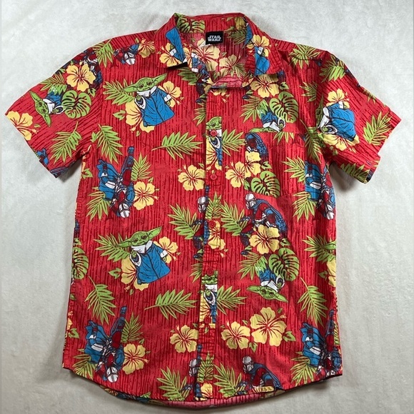 Official Star Wars Size Small Hawaii Tiki Shirt Grogu Baby Yoda All Over Print - Picture 1 of 12